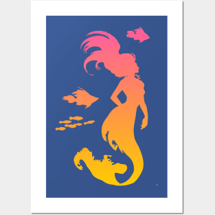 Swimming Mermaid Posters and Art